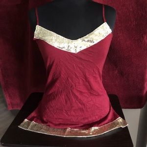 Volume One Burgundy nightclub camisole w/sequins